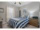 This bedroom features a ceiling fan and a window providing natural light at 804 Twickenham Loop, Longs, SC 29568