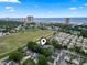 Aerial shot of a coastal condo development with hotels and the ocean in the background at 9550 Dunes Gable Dr. # A, Myrtle Beach, SC 29572