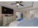 Comfortable main bedroom featuring a ceiling fan, TV, closet, and serene decor at 101 Alpharetta Ct., Conway, SC 29526