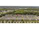 An aerial view showcases the community's layout with townhomes and lush green landscaping in the neighborhood at 1127 Harvester Circle # 1127, Myrtle Beach, SC 29579