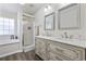 Stylish bathroom with double vanity, modern fixtures, and glass-enclosed shower at 1127 Harvester Circle # 1127, Myrtle Beach, SC 29579