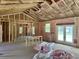 Unfinished living room framing featuring pink insulation and a door opening to the backyard at 133 Thrush Ct., Georgetown, SC 29440