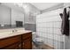 Bathroom with wood vanity and modern decor at 189 Sea Turtle Dr., Myrtle Beach, SC 29588