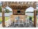 Outdoor bar area with a tiki roof, seating, a mounted television, and nautical-themed decor at 210 Fox Hunt Pl., Aynor, SC 29511