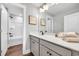 Bathroom featuring wood-look floors, a quartz countertop, and full shower and tub at 402 Sun Colony Blvd., Longs, SC 29568