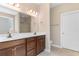 Bathroom with double sinks, granite countertop, and walk-in shower at 4067 Ridgewood Dr., Conway, SC 29526