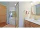 Bathroom featuring a tub and shower combination, vanity with mirror, and hardwood floors at 613 13Th Ave. S # 147, Surfside Beach, SC 29575
