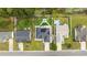 Aerial view of property with a large backyard featuring a fire pit and swimming pool at 649 W Perry Rd., Myrtle Beach, SC 29579