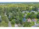 Aerial view of neighborhood with mature trees, lake, and several houses at 6612 Wintergreen Point, Myrtle Beach, SC 29588