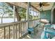 Relaxing screened-in porch with lake views, ceiling fan, and comfortable seating area at 806 Conway St. # 116, North Myrtle Beach, SC 29582