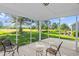 Relaxing screened porch with view of well manicured lawn and fairway at 9169 Nw Oldfield Rd., Calabash, NC 28467