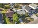 Aerial view of home showcases the lush landscaping and a refreshing backyard pool at 1415 Edge Dr., North Myrtle Beach, SC 29582