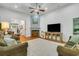Cozy living room featuring hardwood floors, a fireplace, TV, and comfortable seating at 199 Gilman Rd., Pawleys Island, SC 29585