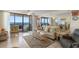 Comfortable living room featuring ocean views and ample seating at 201 S Ocean Blvd., North Myrtle Beach, SC 29582