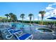 Outdoor pool and hot tub with plenty of lounge chairs and palm trees with an ocean view at 2404 N Ocean Blvd. # 635, Myrtle Beach, SC 29577