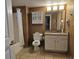 Well-lit bathroom with a vanity, mirror, and shower-tub combo for a refreshing experience at 5300 N Ocean Blvd. # 518, Myrtle Beach, SC 29577