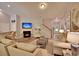 Bright living room with hardwood floors, a fireplace, and an open floor plan at 534 Magnolia Terrace Dr, Myrtle Beach, SC 29579