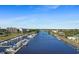 Beautiful aerial view of a marina on a sunny day with boats in the water at 6095 Catalina Dr. # 1613, North Myrtle Beach, SC 29582