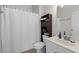 Cozy bathroom with shower, towels, and a clean white vanity at 6253 Catalina Dr. # 422, North Myrtle Beach, SC 29582