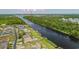 Aerial view of the boat launch, floating dock and the beautiful waterfront homes in the community at 631 Edgecreek Dr., Myrtle Beach, SC 29579