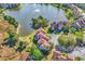 Aerial view of the community showcasing the well-maintained landscaping and lake with water feature at 66 Lakeview Circle # 106, Pawleys Island, SC 29585