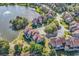 Aerial view of the community showcasing the well-maintained landscaping and lake with water feature at 66 Lakeview Circle # 106, Pawleys Island, SC 29585