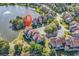 Aerial view of the community showcasing the well-maintained landscaping and lake with water feature at 66 Lakeview Circle # 106, Pawleys Island, SC 29585
