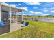 Enjoy the outdoors from this screened-in back porch with views of the fenced-in backyard and pond at 684 Wailea Circle, Little River, SC 29566