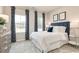 Cozy bedroom with white bedding, navy accents, large windows, and stylish decor at 7075 Denim Loop, Myrtle Beach, SC 29579