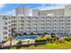 Scenic aerial view of the resort buildings, pool, and surrounding landscape at 9400 Shore Dr. # 206, Myrtle Beach, SC 29572