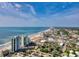 Expansive coastal view showing building's location on the beach with panoramic ocean views and city skyline at 107 S Ocean Blvd. # 1402, Myrtle Beach, SC 29577