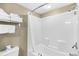 Spotless, bright bathroom features a walk-in shower, fresh towels, and essential amenities at 107 S Ocean Blvd. # 1402, Myrtle Beach, SC 29577