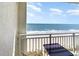 Balcony overlooking a sandy beach with ocean views at 1205 S Ocean Blvd. # 20609, Myrtle Beach, SC 29577