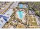 Aerial view of community amenities including a large pool, tennis courts, and pickleball courts at 1681 Suncrest Dr., Myrtle Beach, SC 29577