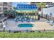 Outdoor pool and hot tub with beach views and nearby seating at 1709 S Ocean Blvd. # 403, North Myrtle Beach, SC 29582