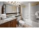 Well-lit bathroom with a granite countertop, sink, toilet, and a shower-tub combination at 2701 N Ocean Blvd. # 1260, Myrtle Beach, SC 29577