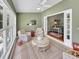 Sun room with comfortable seating, overhead fan and large windows at 28 Torrens Pl., Pawleys Island, SC 29585