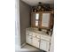 Bathroom vanity with cabinet mirror, and a shower at 3293 Schoolhouse Dr., Hemingway, SC 29554