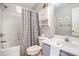 Functional bathroom with shower, bathtub, vanity, and efficient storage at 342 Pinehurst Ln. # 12J, Pawleys Island, SC 29585