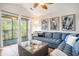 Spacious living room featuring a large sectional sofa, decor, and sliding doors to an outdoor balcony at 342 Pinehurst Ln. # 12J, Pawleys Island, SC 29585