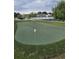 Well-maintained community putting green with flags, surrounded by green grass and a scenic lake backdrop at 448 Papyrus Circle # 448, Little River, SC 29566