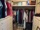 Walk-in closet, offering ample storage space with shelves and hanging racks for organization at 5001 Little River Rd. # E-117-119, Myrtle Beach, SC 29577