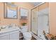 Compact bathroom with white fixtures, glass shower, and a neutral color palette at 523 Stonemason Dr., Myrtle Beach, SC 29579