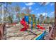 Colorful playground features multiple slides, play structures and plenty of bench seating nearby at 5905 South Kings Hwy. # 433, Myrtle Beach, SC 29575