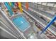 Overhead shot of the indoor pool and surrounding floors of lodging, colorful decor adds to the fun at 5905 South Kings Hwy. # 433, Myrtle Beach, SC 29575