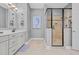 Charming bathroom featuring a walk-in shower with a glass enclosure and a decorative mermaid theme at 830 Shine Ave. # 28 R8, Myrtle Beach, SC 29577