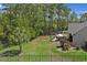 Spacious fenced backyard featuring a patio area, swing set, and lush green lawn at 9232 Goodwill Ct., Myrtle Beach, SC 29579