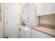 Functional laundry area with stacked washer and dryer, adjacent to door and countertop space at 1000 Ray Costin Way # 107, Garden City Beach, SC 29576