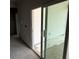 Interior view of sliding door to patio with vinyl siding, ready for finishing touches at 1033 Jase Dr., Longs, SC 29568