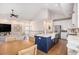 Bright kitchen featuring a blue island with a white countertop and stainless steel appliances at 1379 Cottage Dr., Myrtle Beach, SC 29577